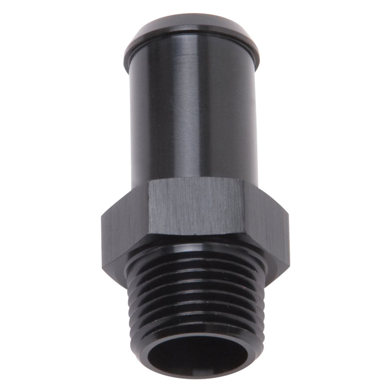 Edelbrock Hose End Straight 3/8In NPT to 5/8In Barb Black Anodize Edelbrock Fittings