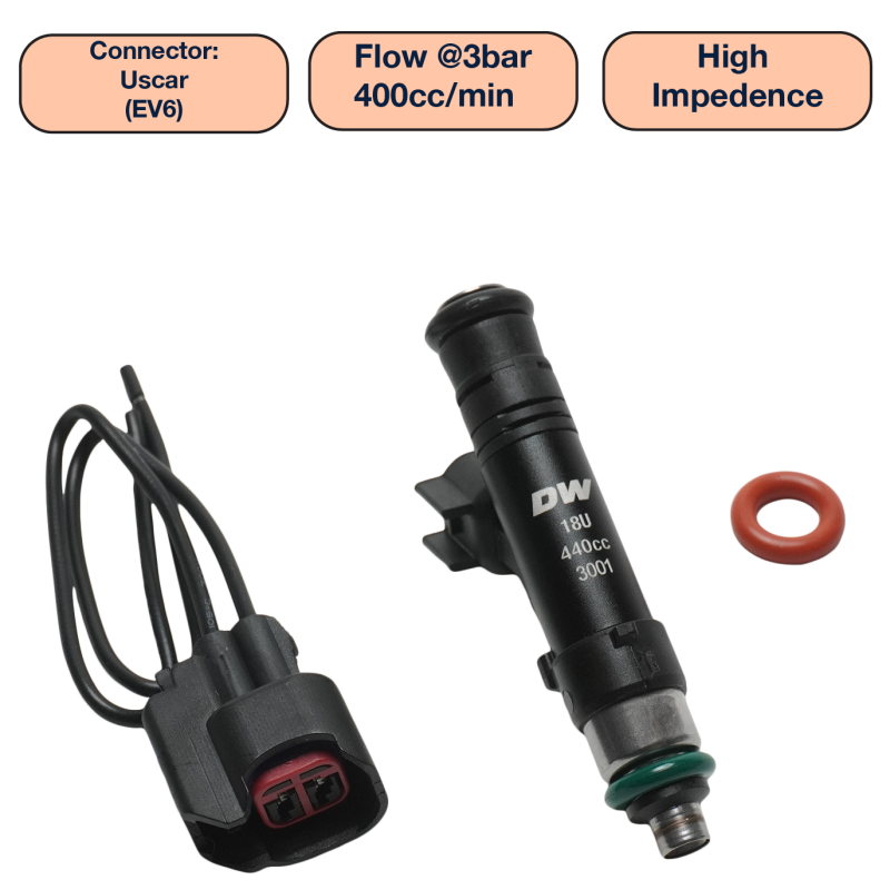 DeatschWerks Universal 440cc Single Fuel Injector / 60mm Length / 14mm O-Ring Seals DeatschWerks Fuel Injectors - Single