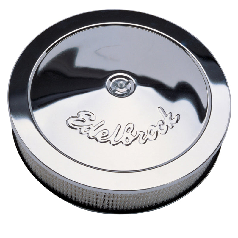 Edelbrock Air Cleaner Pro-Flo Series Round Steel Top Paper Element 14In Dia X 3 313In Chrome Edelbrock Air Filters - Universal Fit