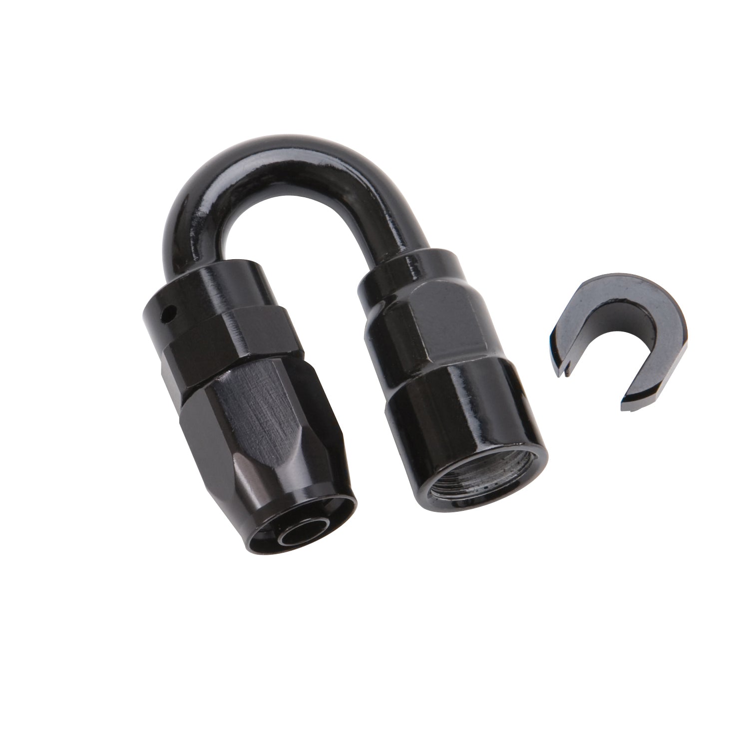 6AN 180 Degree Female SAE Quick-Disconnect x 3/8" Tube Size WIth Black Finish