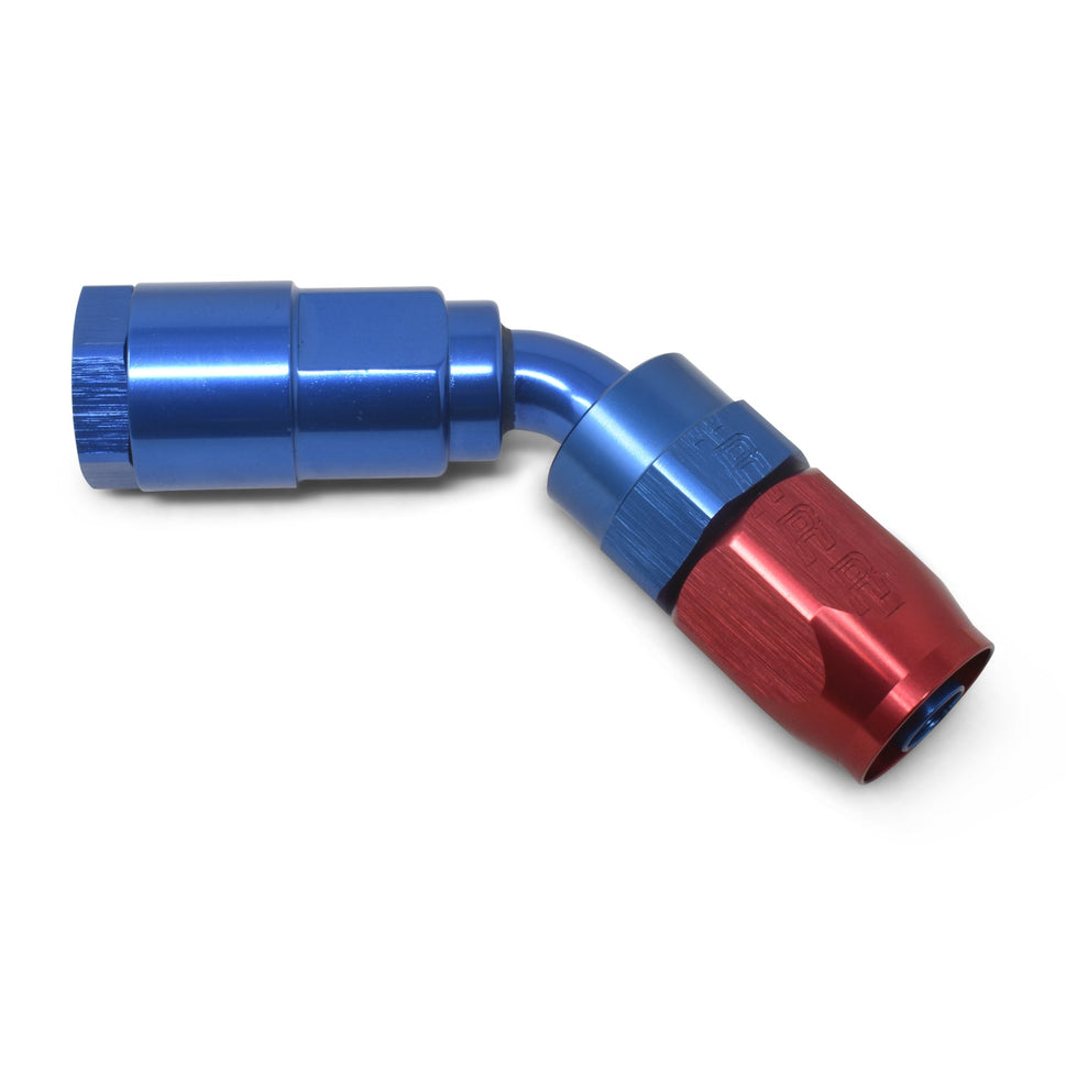 6AN 45 Degree Female SAE Quick-Disconnect x 5/16" Tube Size WIth Red/Blue Finish