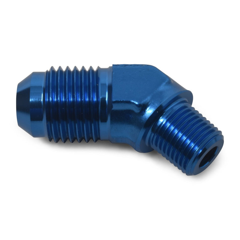 6AN 45 Degree Flare To 1/8" Pipe Adapter Fitting With Blue Finish