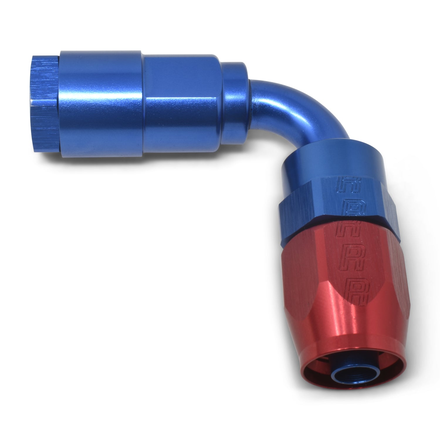 6AN 90 Degree Female SAE Quick-Disconnect x 3/8" Tube Size WIth Red/Blue Finish