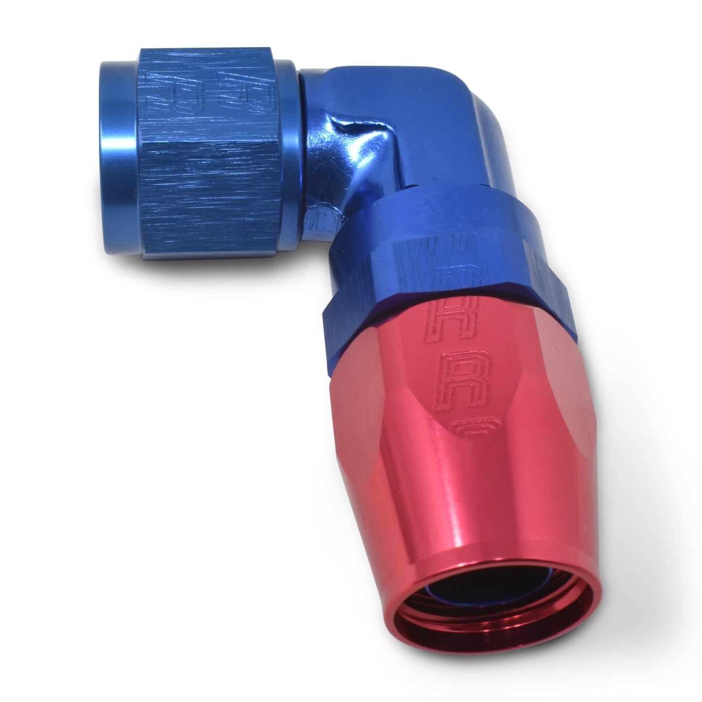6AN 90 Degree Forged Aluminum Hose End With Red/Blue Finish RUSSELL Autoparts