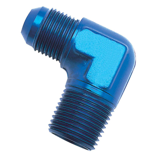 6AN 90 degree Male x 1/2" NPT Male Adapter Fitting With Blue Finish RUSSELL Autoparts