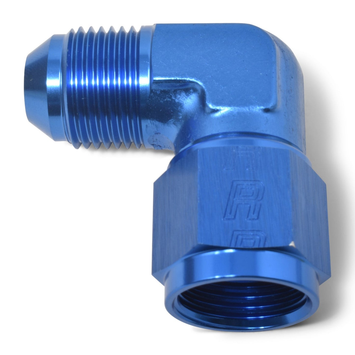 6AN 90 Degree Swivel Female To Male Adapter Fitting With Blue Finish RUSSELL Autoparts