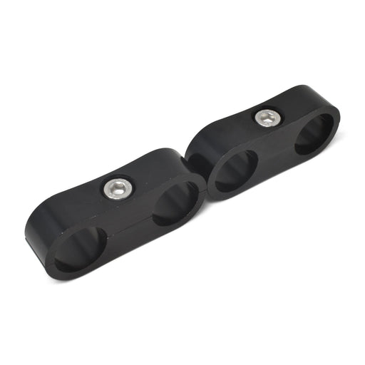 6AN Aluminum Hose Separator For Two 6AN Size Tubing With Black Finish - Pair RUSSELL Autoparts