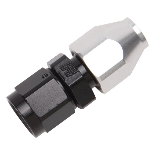 6AN Female Swivel To 3/8" Line Aluminum Fuel Line Adapter w/ Black/Silver Finish RUSSELL Autoparts