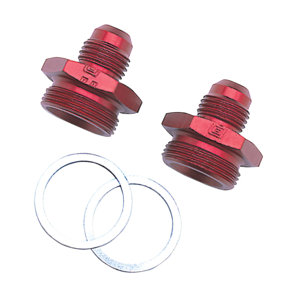 6AN Holley Dual Feed 750 To Dominator 1350 Carb 7/8" -20 Fitting, Red - Pair