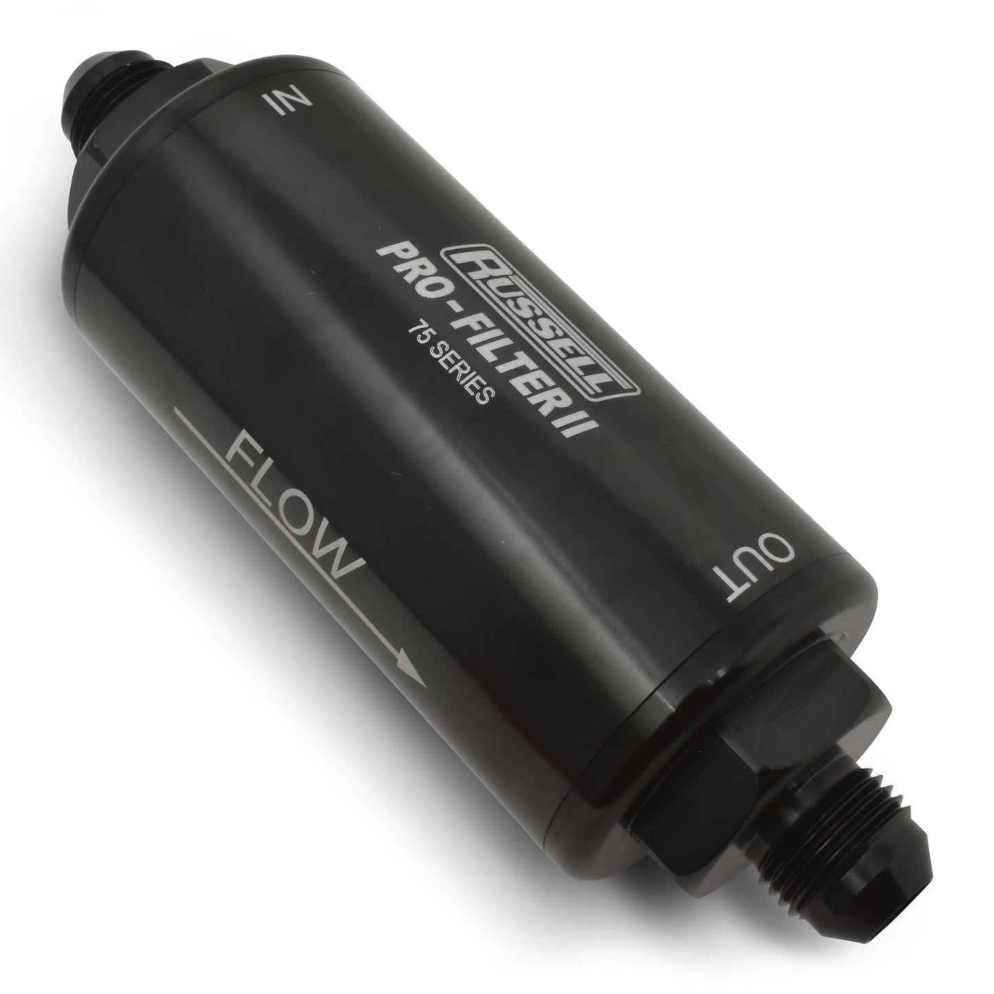 6AN Male In/Out, 100 Micron Element 75 Series 6 1/4" Pro-filter 2 Fuel Filter With Black Finish RUSSELL Autoparts