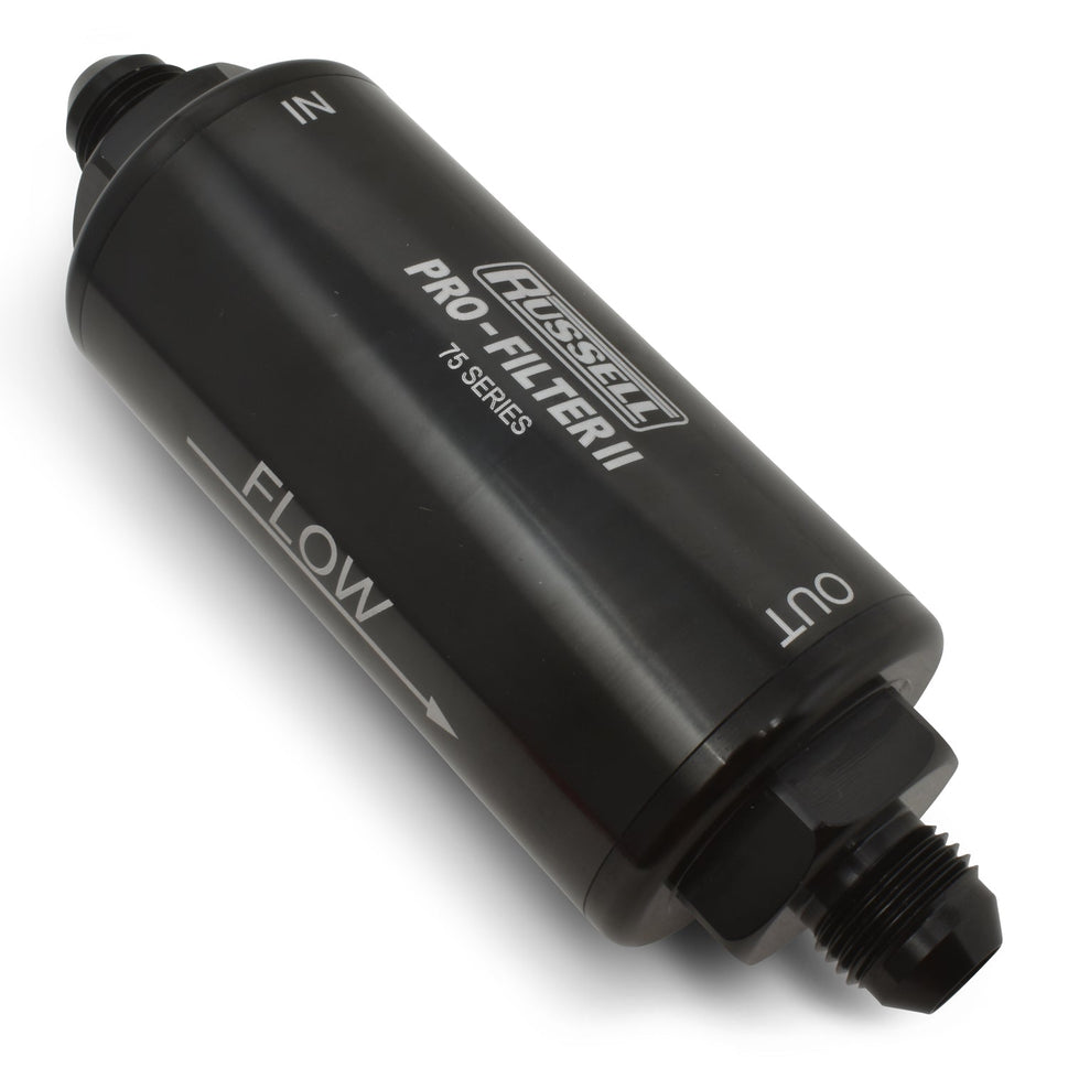 6AN Male In/Out, 40 Micron Element 75 Series 6 1/4" Pro-filter 2 Fuel Filter With Black Finish