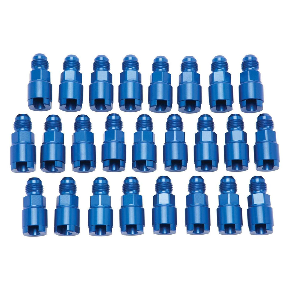 6AN Male x -16' SAE Quick-Disconnect Female Threaded Cap Fitting, Blue - 25 Pack