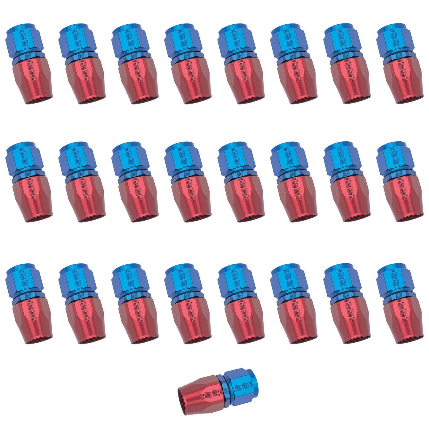 6AN ProClassic Straight Hose End With Red/Blue Finish - 25 Pack RUSSELL Autoparts