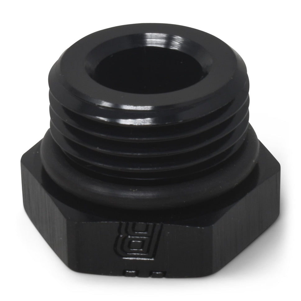 6AN Straight Thread Plug Adapter Fitting And O-Ring With Black Finish