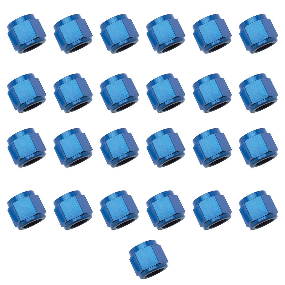 6AN To 3/8" Tube Nut Adapter Fitting With Blue Finish - 25 Pack