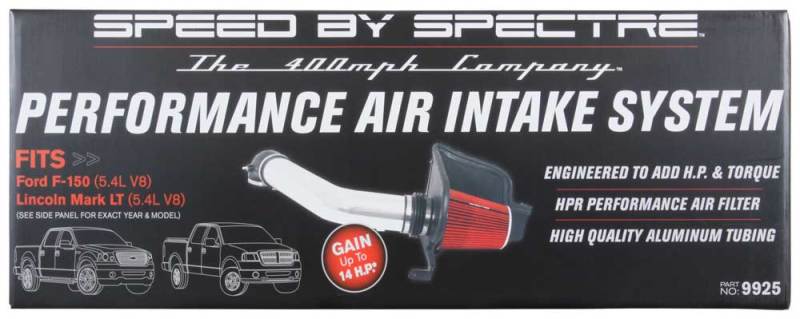 Spectre 04-08 Ford F150 V8-5.4L F/I Air Intake Kit - Clear Anodized w/Red Filter Spectre Cold Air Intakes