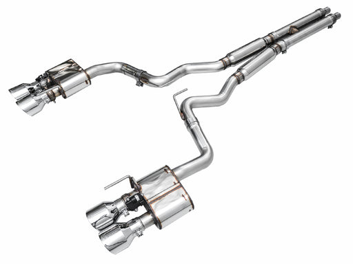AWE 2024 Ford Mustang Dark Horse S650 RWD SwitchPath Catback Exhaust w/ Quad Chrome Silver Tips AWE Tuning Catback