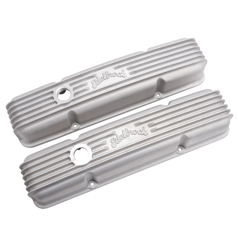 Edelbrock Valve Cover Classic Series Chevrolet 1959-1986 262-400 CI V8 w/ Oil Fill Hole Satin Edelbrock Valve Covers