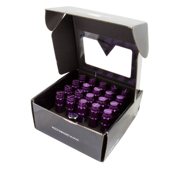 NRG 700 Series M12 X 1.5 Steel Lug Nut w/Dust Cap Cover Set 21 Pc w/Locks & Lock Socket - Purple NRG Lug Nuts