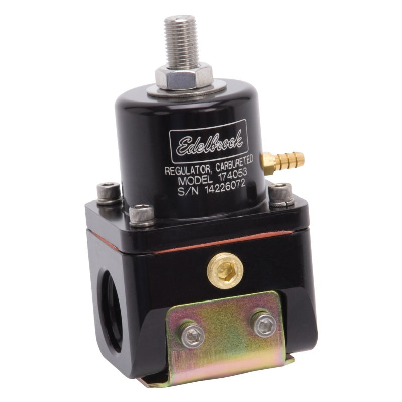 Edelbrock Fuel Pressure Regulator Carbureted 180 GPH 5-10 PSI -10 In/Out -6 Return Black Edelbrock Fuel Pressure Regulators