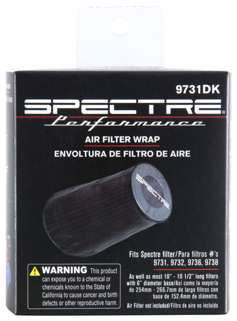 Spectre Universal Pre-Filter Wrap 6.125in. x 9.125in. - Black Spectre Pre-Filters