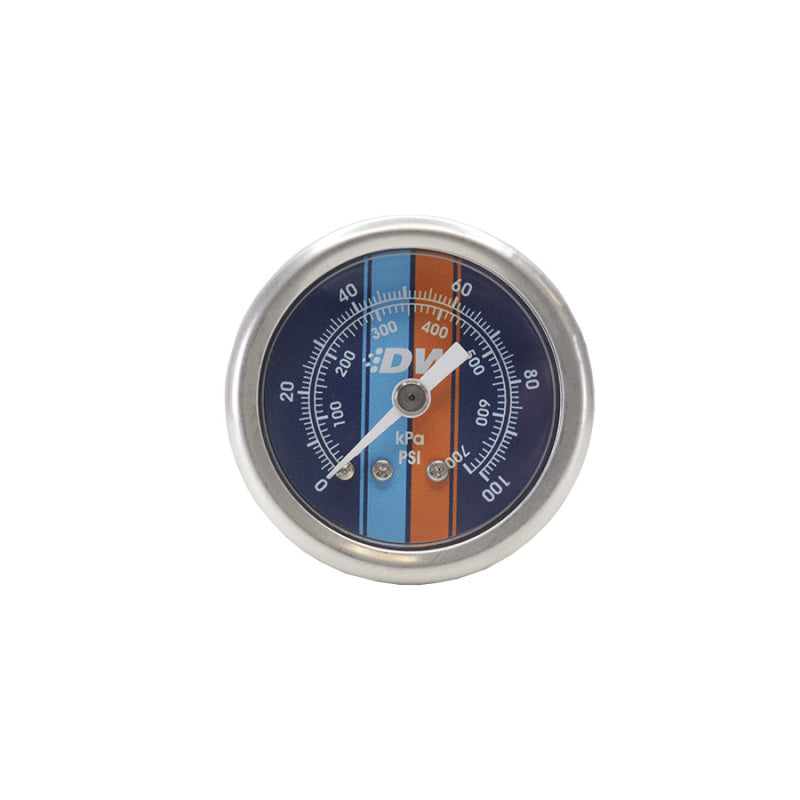 DeatschWerks 0-100 PSI 1/8in NPT Mechanical Fuel Pressure Gauge Brushed Housing Blue Face DeatschWerks Gauges