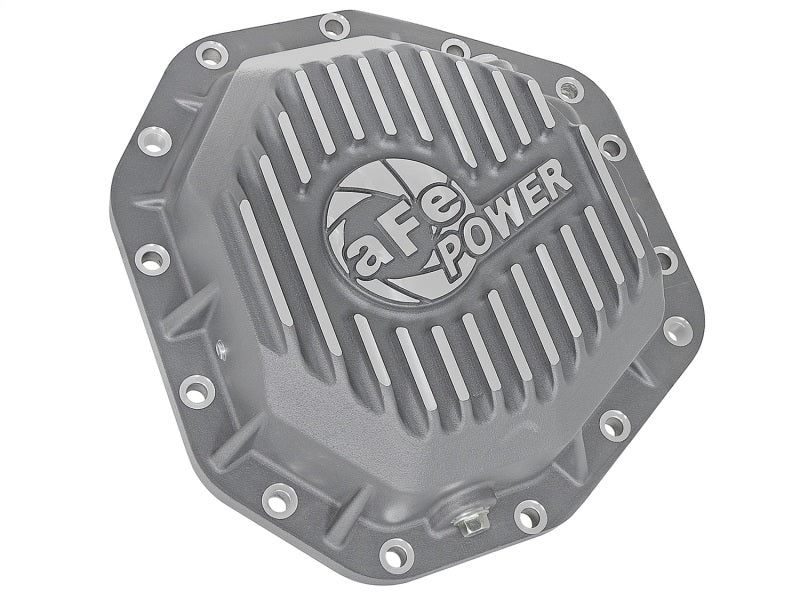 aFe Power Street Ser Rear Diff Cover Raw w/Mach Fin 2017 Ford Diesel Trucks V8-6.7L(td) Dana M275-14 aFe Diff Covers