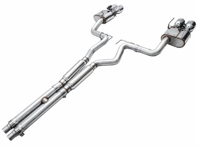 AWE 2024 Ford Mustang GT Fastback S650 RWD SwitchPath Cat-Back Exhaust w/ Quad Chrome Silver Tips AWE Tuning Catback