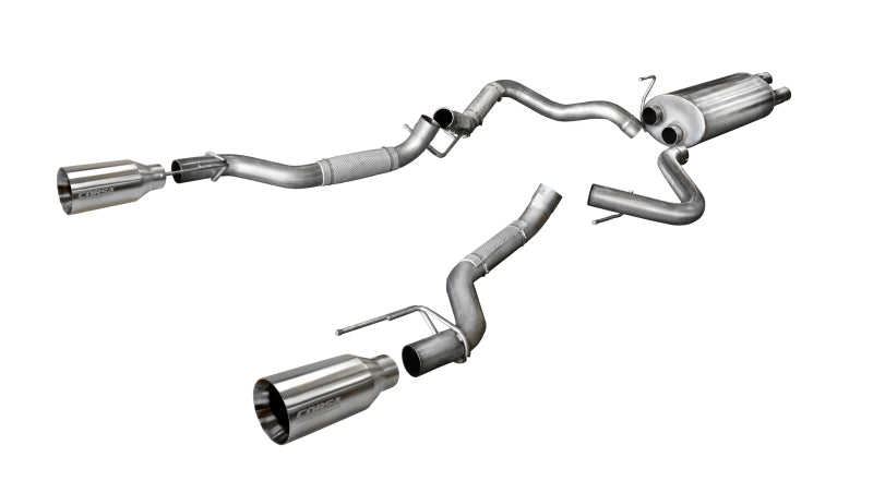 Corsa 2017-2020 Ford F-150 Raptor 3.5L Sport Cat-Back Dual Rear Exit w/ 5in Satin Polished Tip CORSA Performance Catback