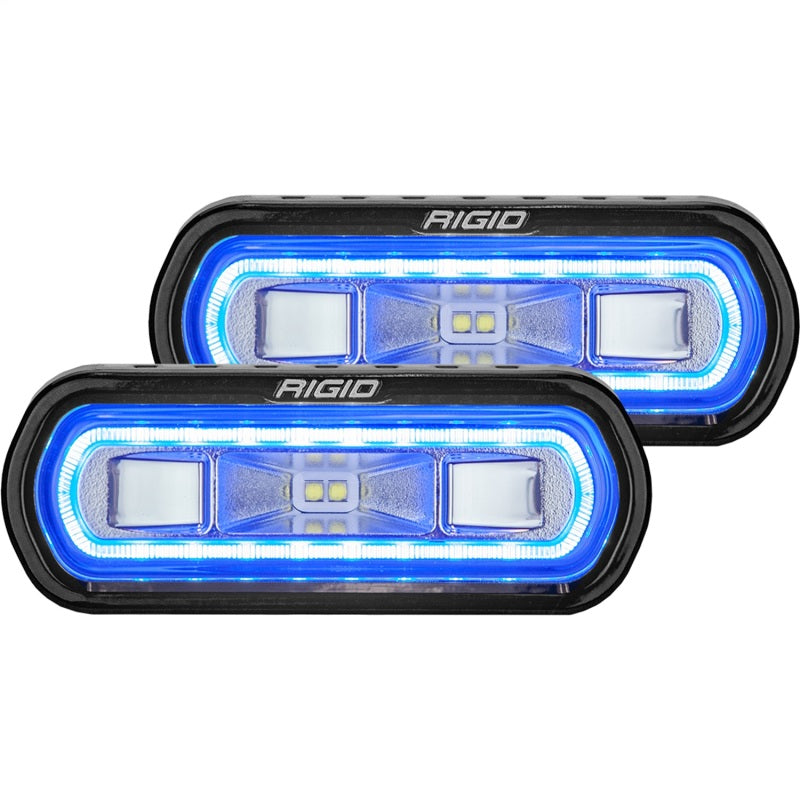 Rigid Industries SR-L Series Surface Mount LED Spreader Pair w/ Blue Halo - Universal Rigid Industries Light Bars & Cubes