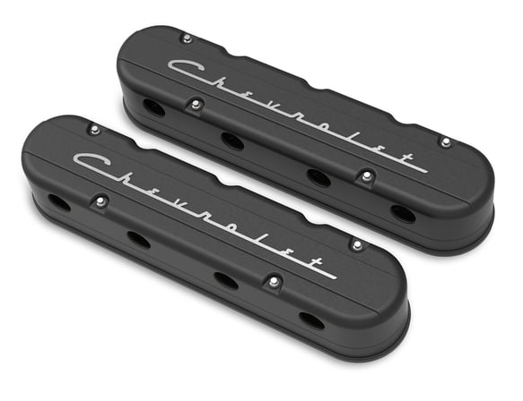 Holley 2-Piece "Chevrolet" Script Valve Cover - Gen III/IV LS - Satin Black Machined 241-177 HOLLEY Autoparts