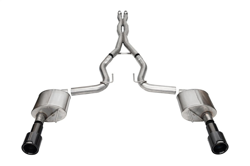 Corsa 2024+ Ford Mustang GT 5.0L V8 Xtreme 4.5 Cat-Back Duel Rear w/ 4.5 In Carbon Fiber Tips CORSA Performance Catback