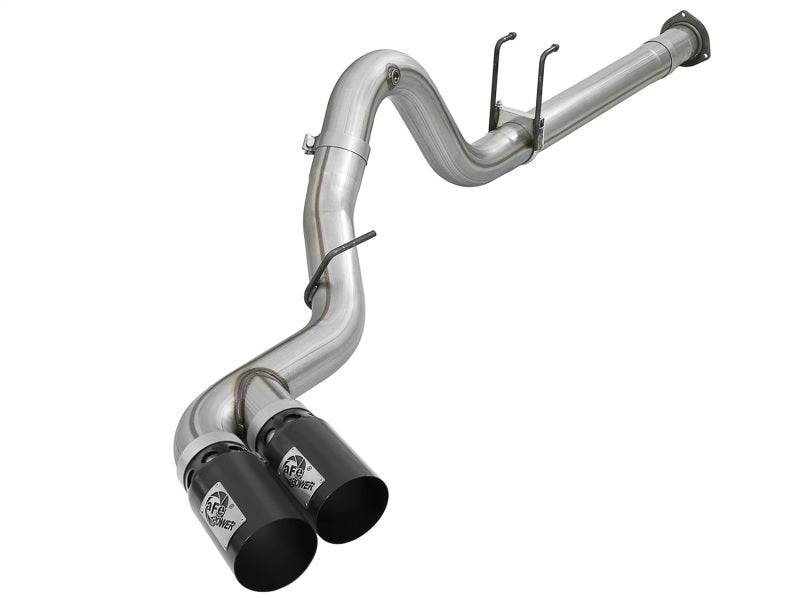 aFe Rebel XD 4in SS DPF-Back Exhaust 17-18 Ford Diesel Trucks V8-6.7L (td) w/ Dual Black Tips AFE POWER DPF Back