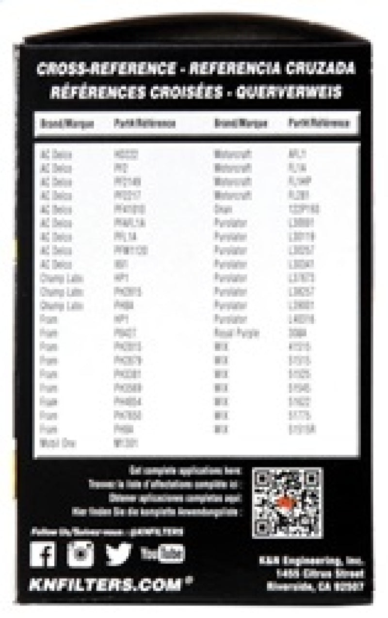 K&N Oil Filter OIL FILTER; AUTOMOTIVE K&N Engineering Oil Filters