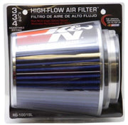 K&N Universal Air Filter Chrome Round Tapered Blue - 4in Flange ID x 1.125in Flange Length x 5.5in H K&N Engineering Air Filters - Universal Fit