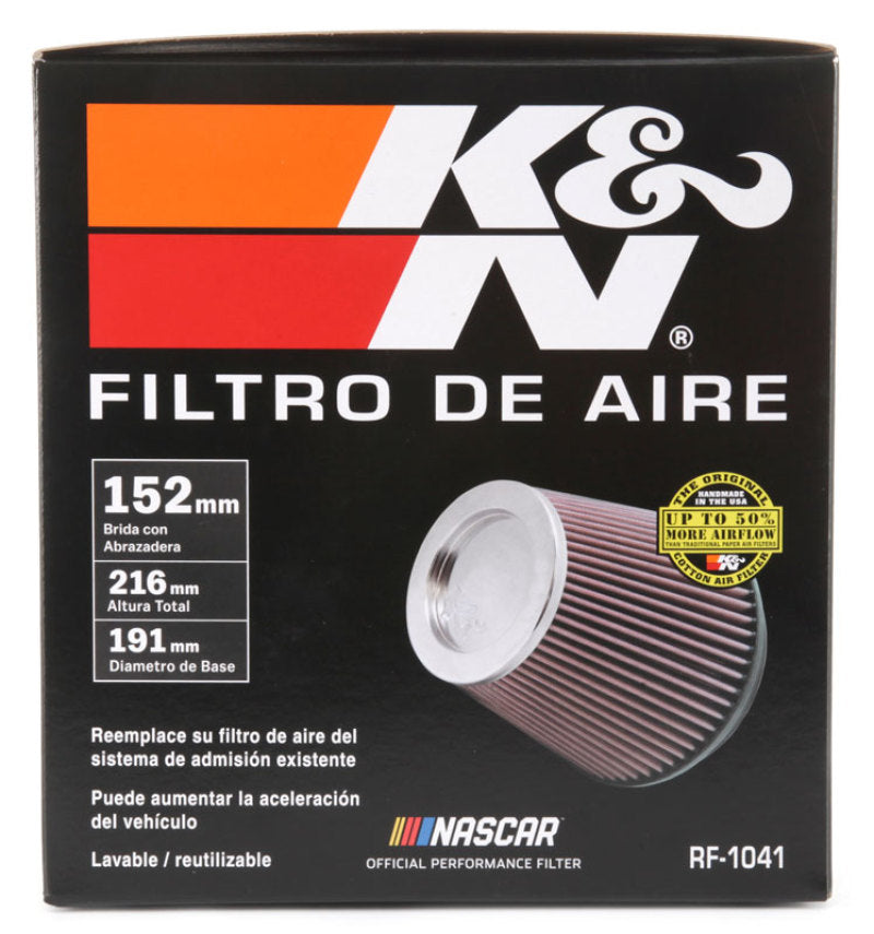 K&N Round Tapered Universal Air Filter 6 inch Flange 7 1/2 inch Base 5 inch Top 7 1/2 inch Height K&N Engineering Air Filters - Universal Fit
