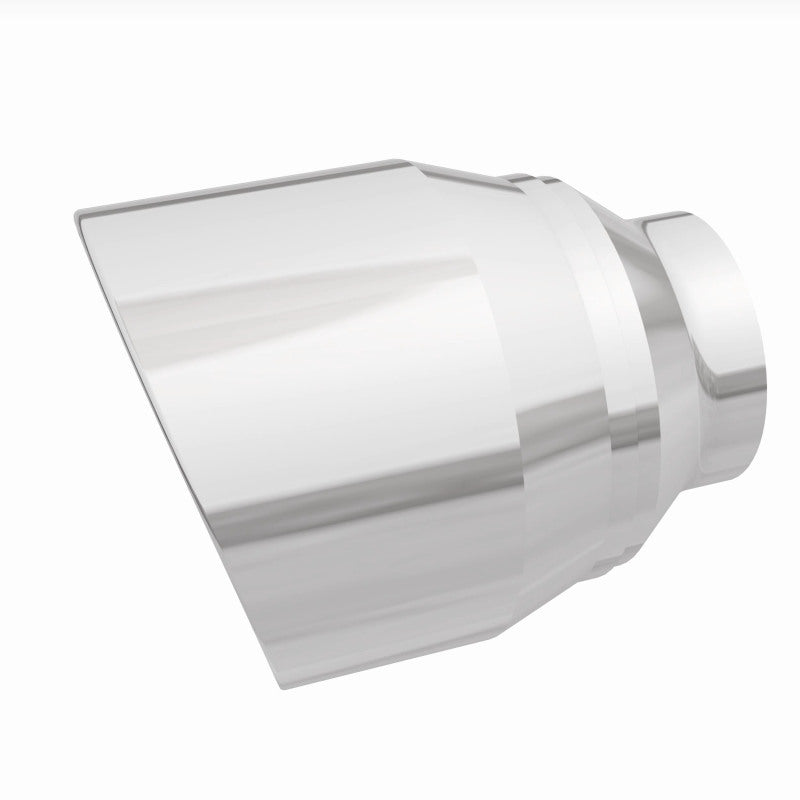 MagnaFlow Tip Stainless Double Wall Round Single Outlet Polished 4.5in DIA 2.5in Inlet 5.75in Length