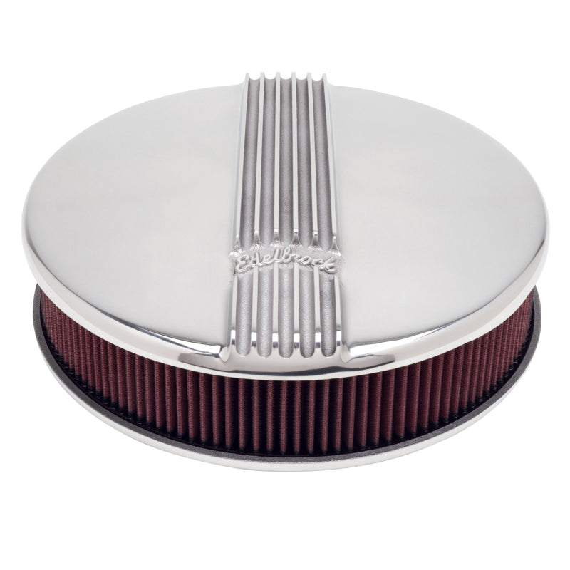 Edelbrock Air Cleaner Classic Series Round Aluminum Top Cloth Element 14In Dia X 3 9In Polished Edelbrock Air Filters - Universal Fit