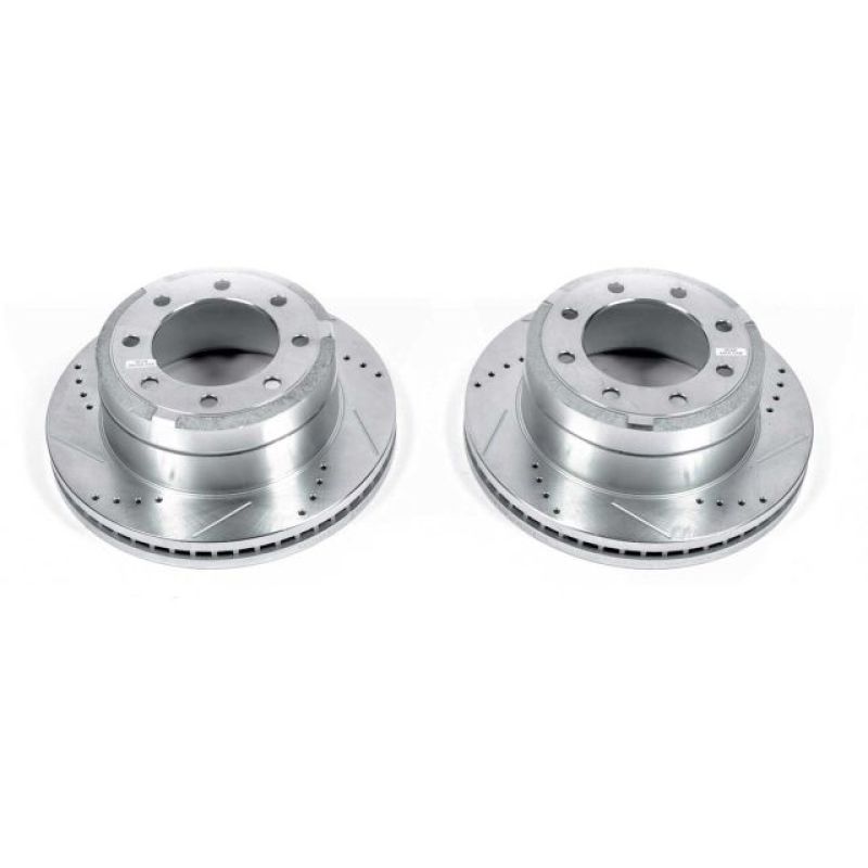 Power Stop 13-22 Ford F-350 Super Duty Rear Drilled & Slotted Rotor - Pair PowerStop Brake Rotors - Slot & Drilled