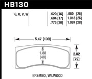 Hawk Universal Brembo DTC-70 Race Brake Pads Thickness 1.018 Hawk Performance Brake Pads - Racing