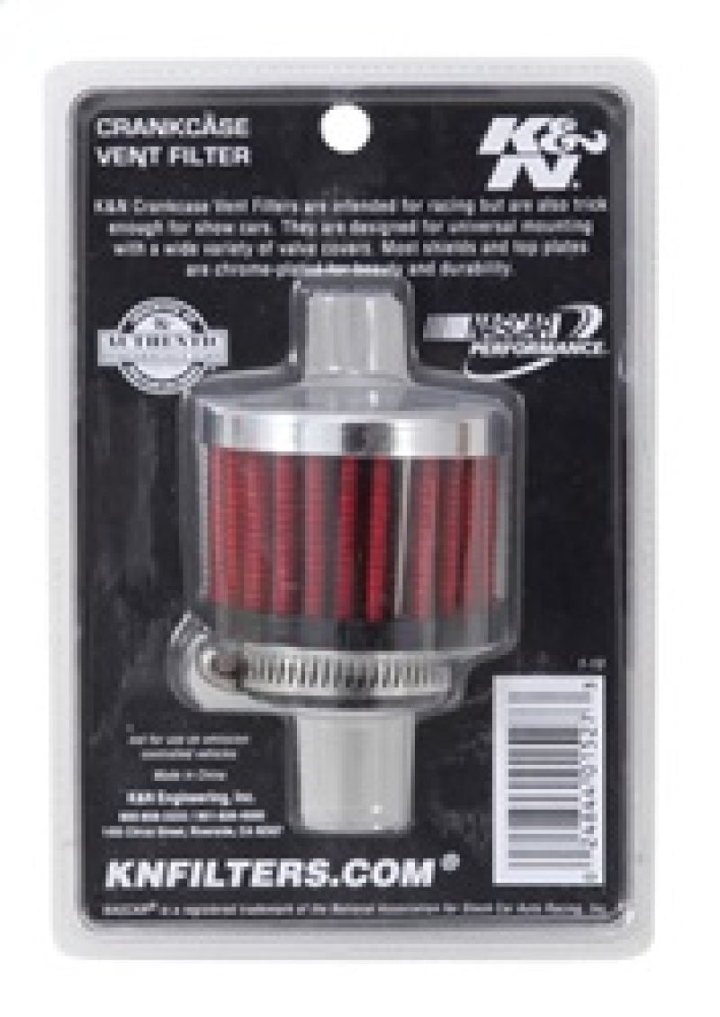 K&N 1in Flange ID x 2in OD x 1.5 inch H Rubber Base Crankcase Vent Filter K&N Engineering Air Filters - Universal Fit