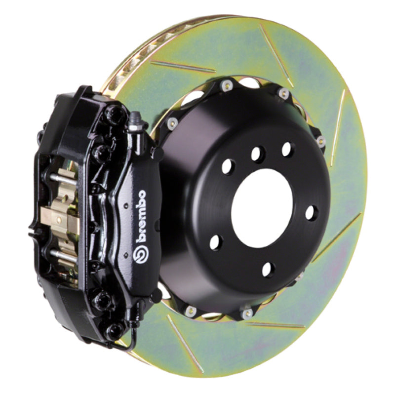 Brembo 08-13 M3 (E90/E92/E93) Rear GT BBK 4 Piston Cast 345x28 2pc Rotor Slotted Type-1-Black Brembo Brake Kits - Performance Slot