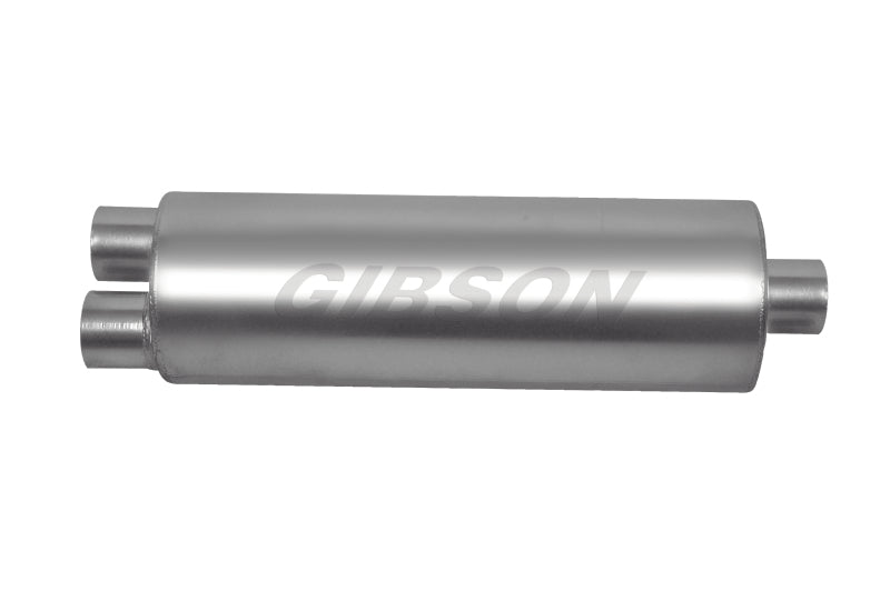 Gibson SFT Superflow Dual/Offset Round Muffler - 8x24in/2.5in Inlet/3in Outlet - Stainless Gibson Muffler