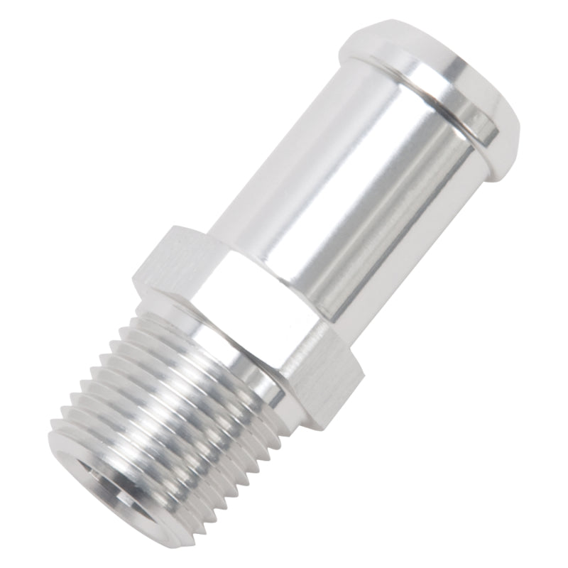 Edelbrock Hose End Straight 3/8In NPT to 5/8In Barb Clear Anodize Edelbrock Fittings