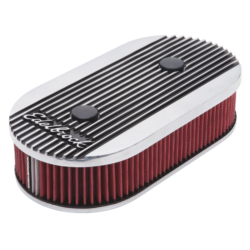 Edelbrock Air Cleaner Elite II Oval Dual-Quad Carbs 2 5In Red Element Polished Edelbrock Air Filters - Universal Fit