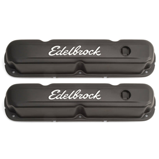 Edelbrock Valve Cover Signature Series Chrysler 1965-1991 318-340-360 CI V8 Black Edelbrock Valve Covers
