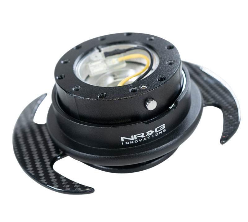 NRG Quick Release Kit Gen 3.0 - Black Body / Black Ring w/ Carbon Fiber Handles NRG Quick Release Adapters