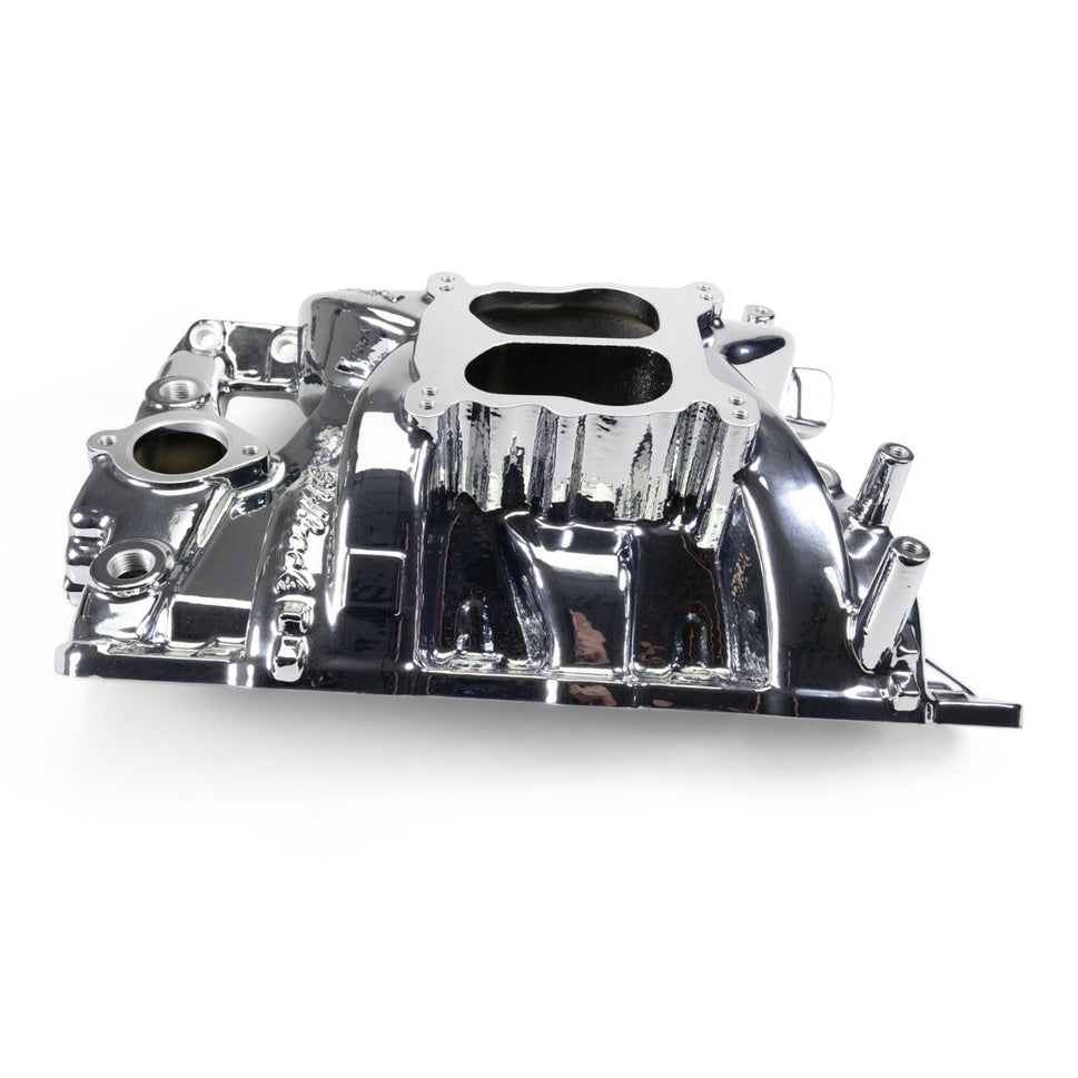 Performer RPM Pontiac 326-455 Intake Manifold, Chrome Plasma Finish