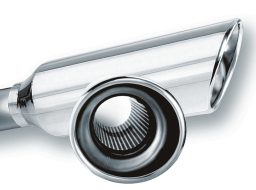 Borla 2.25in Inlet 4in Round Rolled Angle Cut Resonated x 13in Long Exhaust Tip Borla Tips