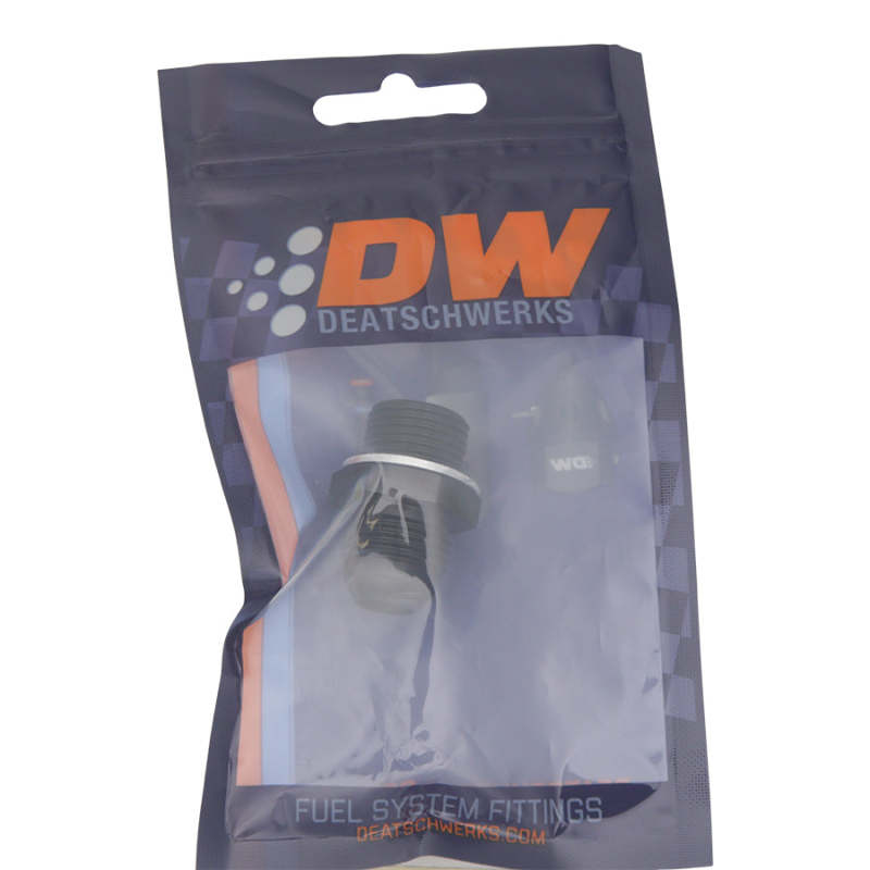 DeatschWerks 8AN Male Flare to M18 X 1.5 Male Metric Adapter (Incl Washer) - Anodized Matte Black DeatschWerks Fittings